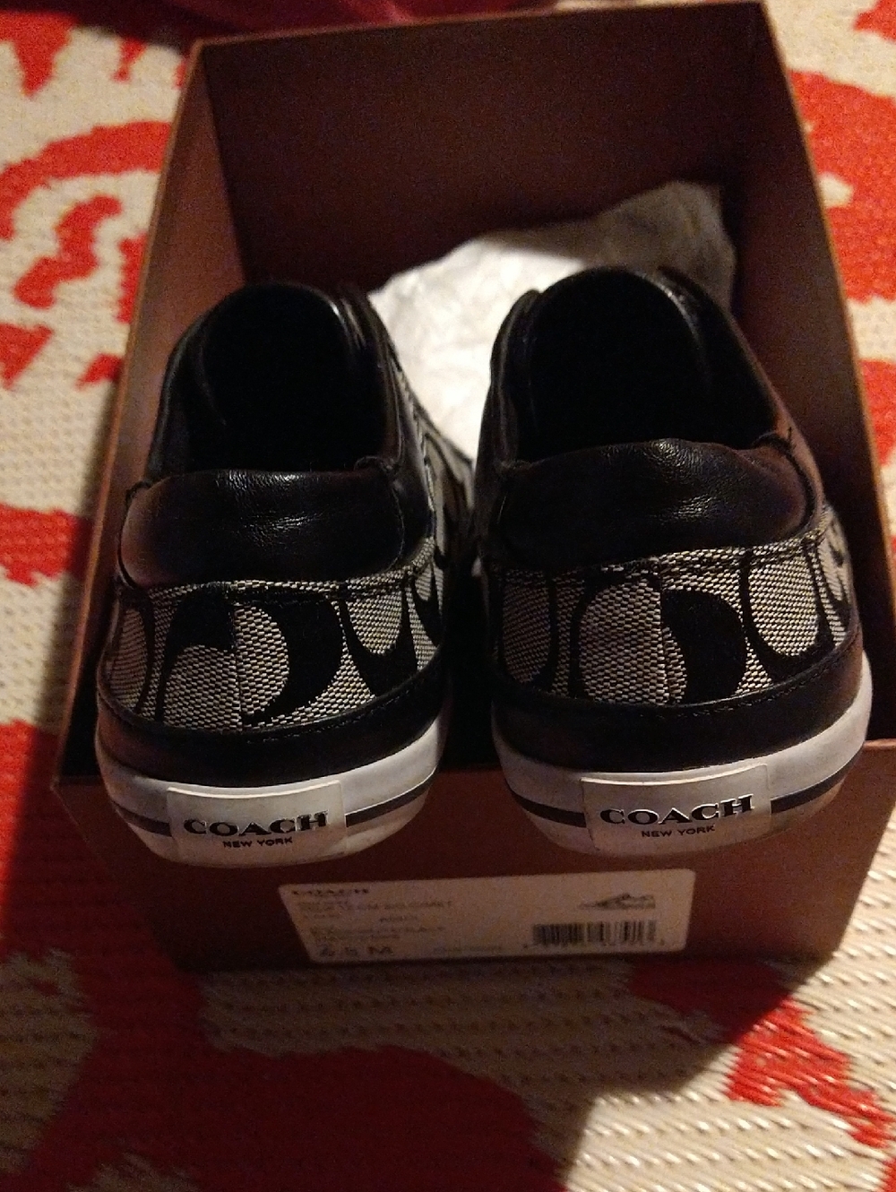 Coach Signature Slip-On Sneakers in Black & Beige -size 6.5 Excellent Condition - Picture 4 of 16